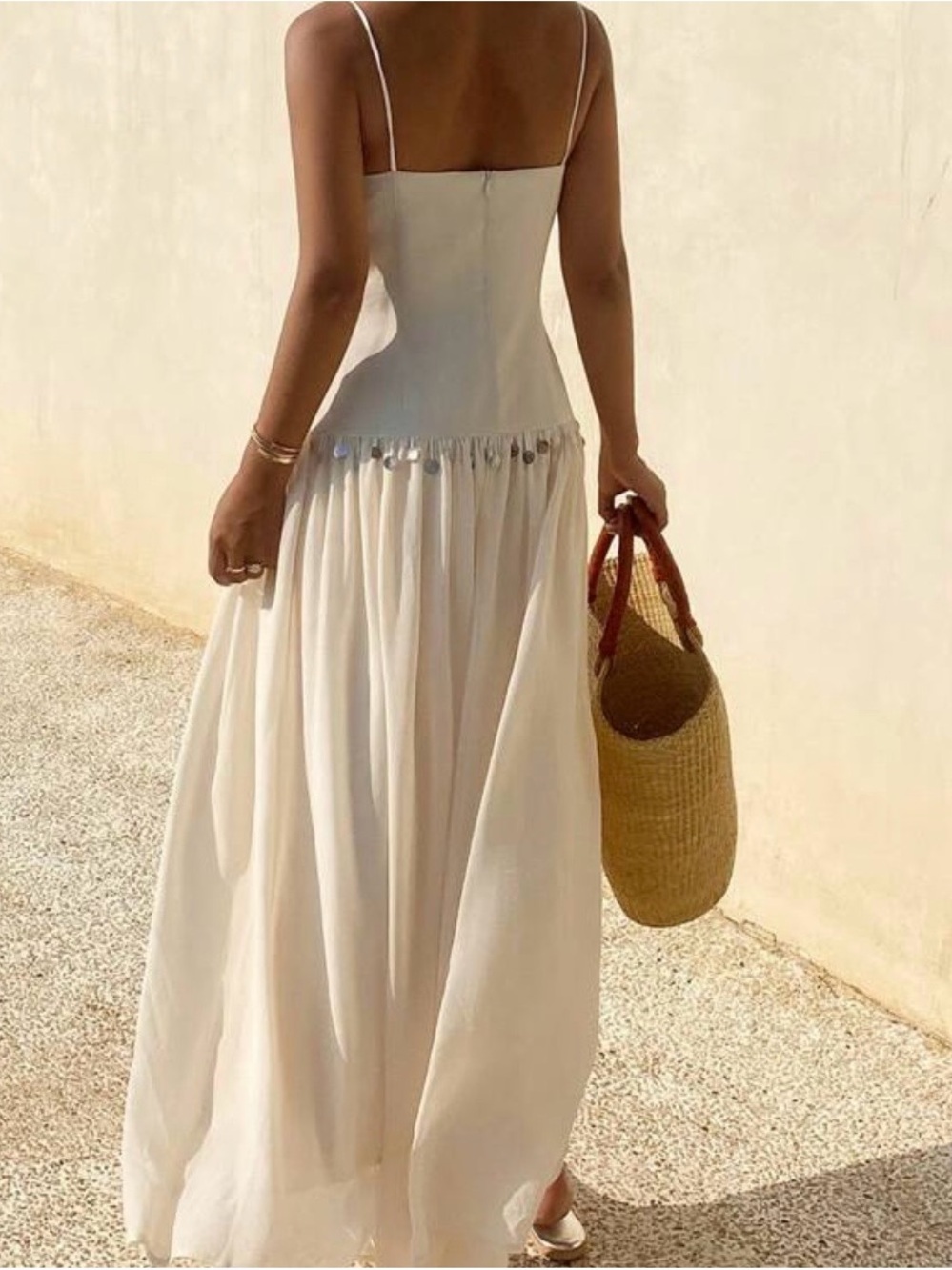 SHEIN Cream Spaghetti Strap Maxi Dress - Picture 2 of 2
